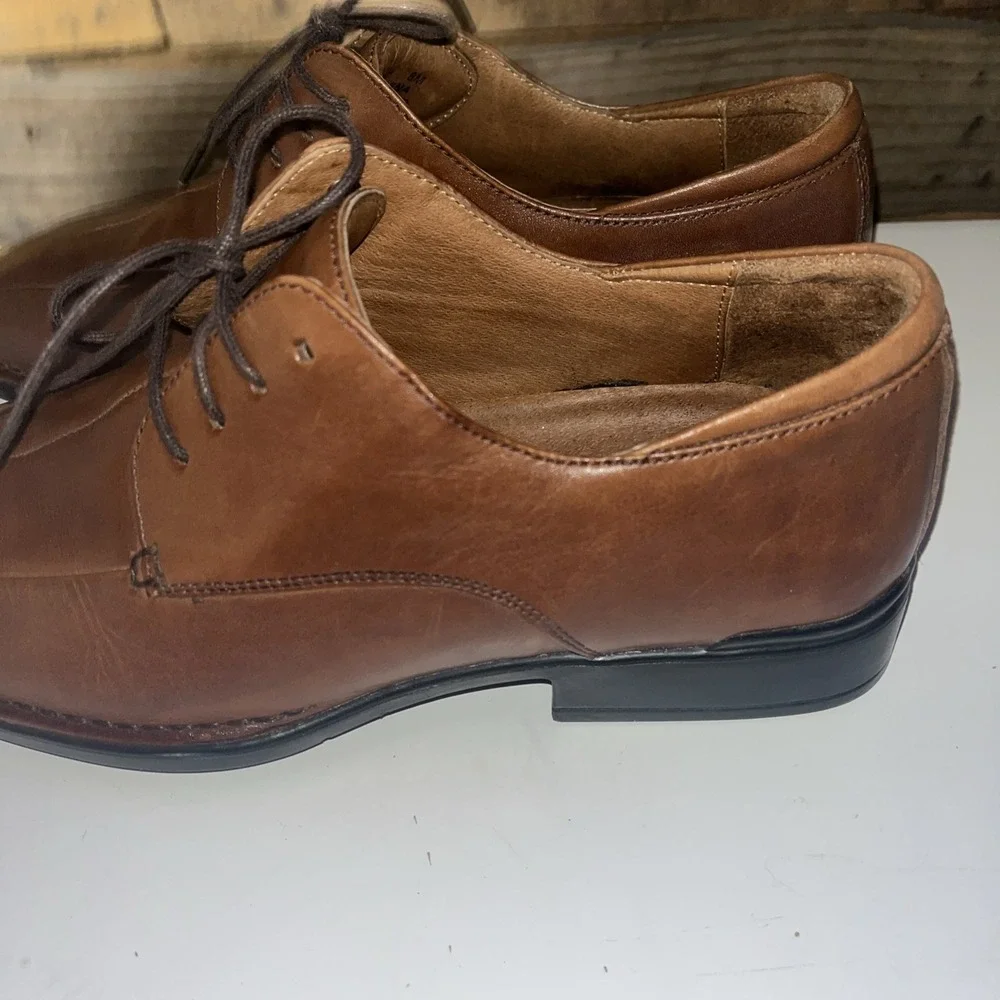 Rockport mens dress shoe brown size 8M  leather upper tie Square Toe‎